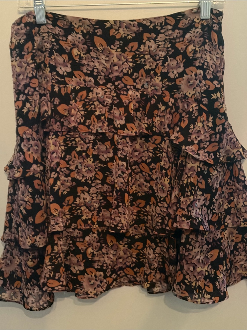 Ralph Lauren Black Floral Tiered Mini Skirt